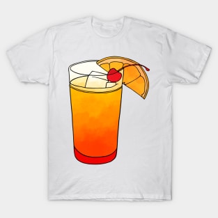 Tequila Sunrise Cocktail Watercolor Drink T-Shirt